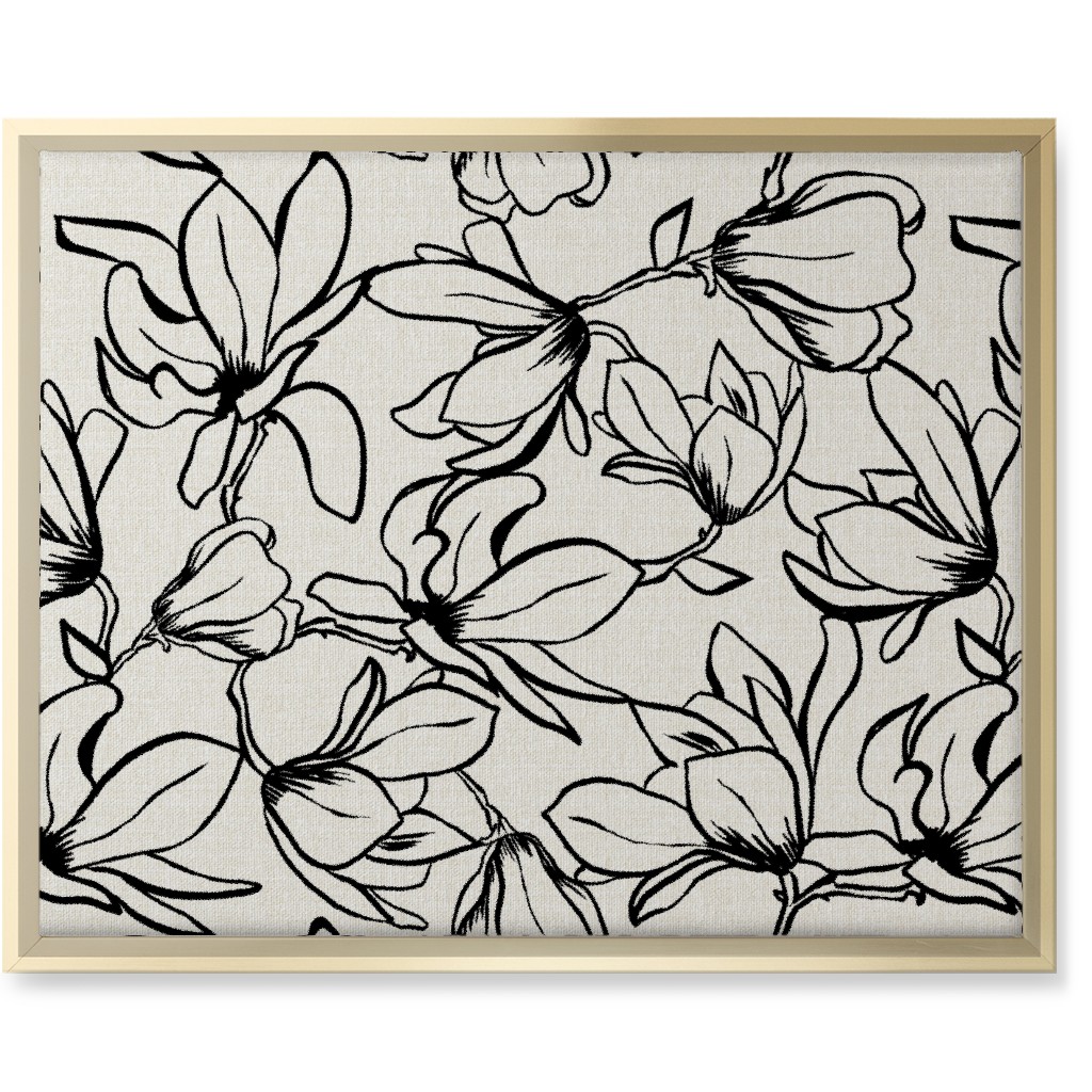 Magnolia Garden - Textured - White & Black Wall Art, Gold, Single piece, Canvas, 16x20, Beige