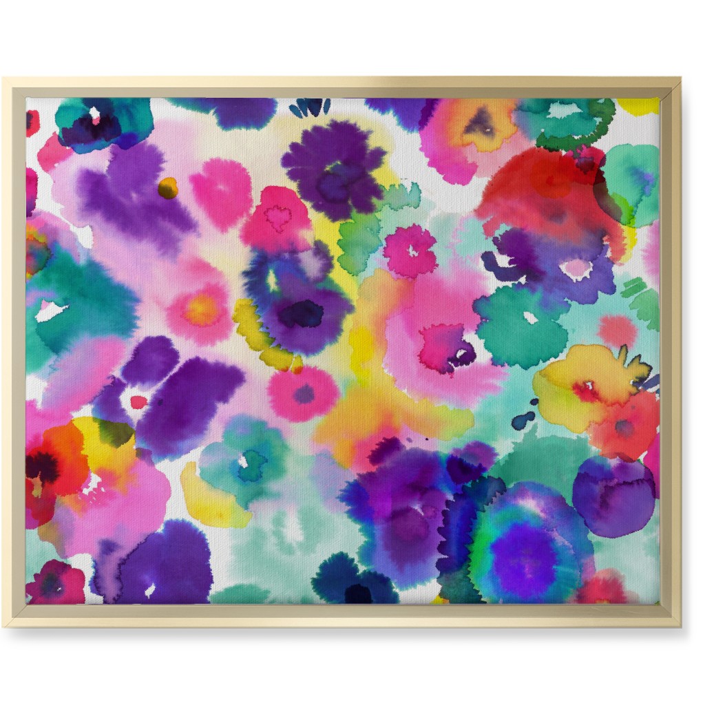 Abstract Floral Watercolor - Multi Wall Art, Gold, Single piece, Canvas, 16x20, Multicolor