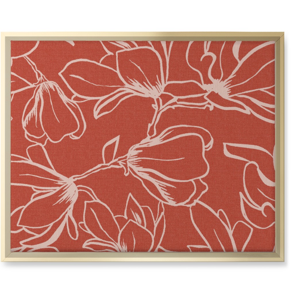 Magnolia Garden Wall Art, Gold, Single piece, Canvas, 16x20, Red