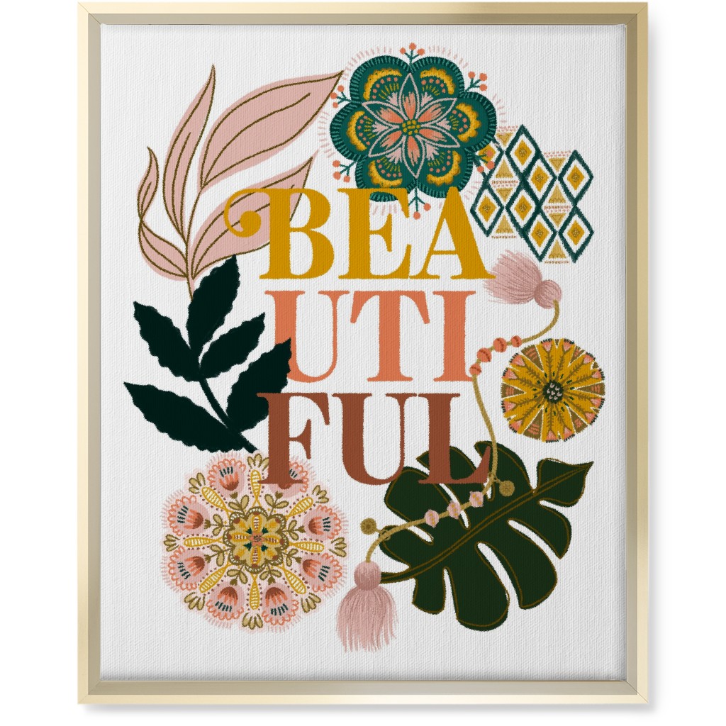 Boho Beauty - Multi Botanical Wall Art, Gold, Single piece, Canvas, 16x20, Multicolor