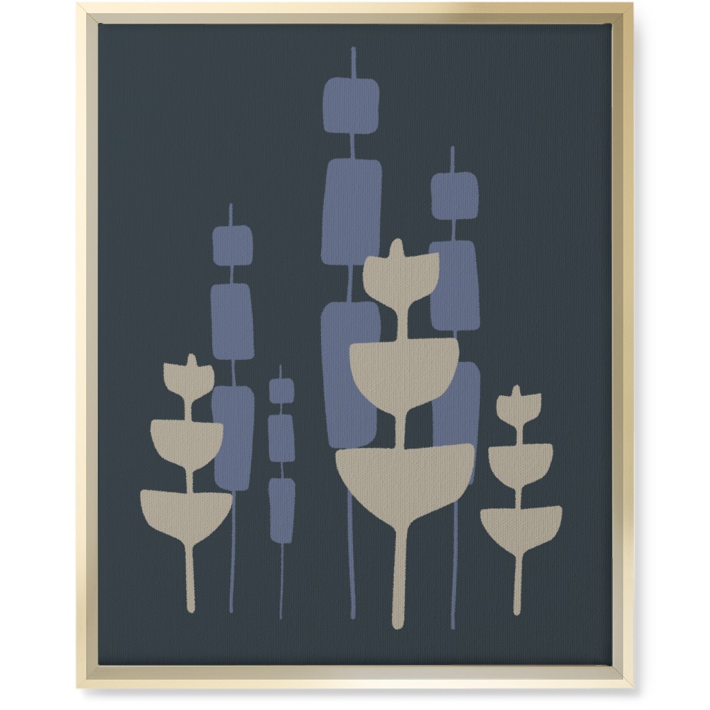 Cattail & Pods Wall Art, Gold, Single piece, Canvas, 16x20, Blue, Gray