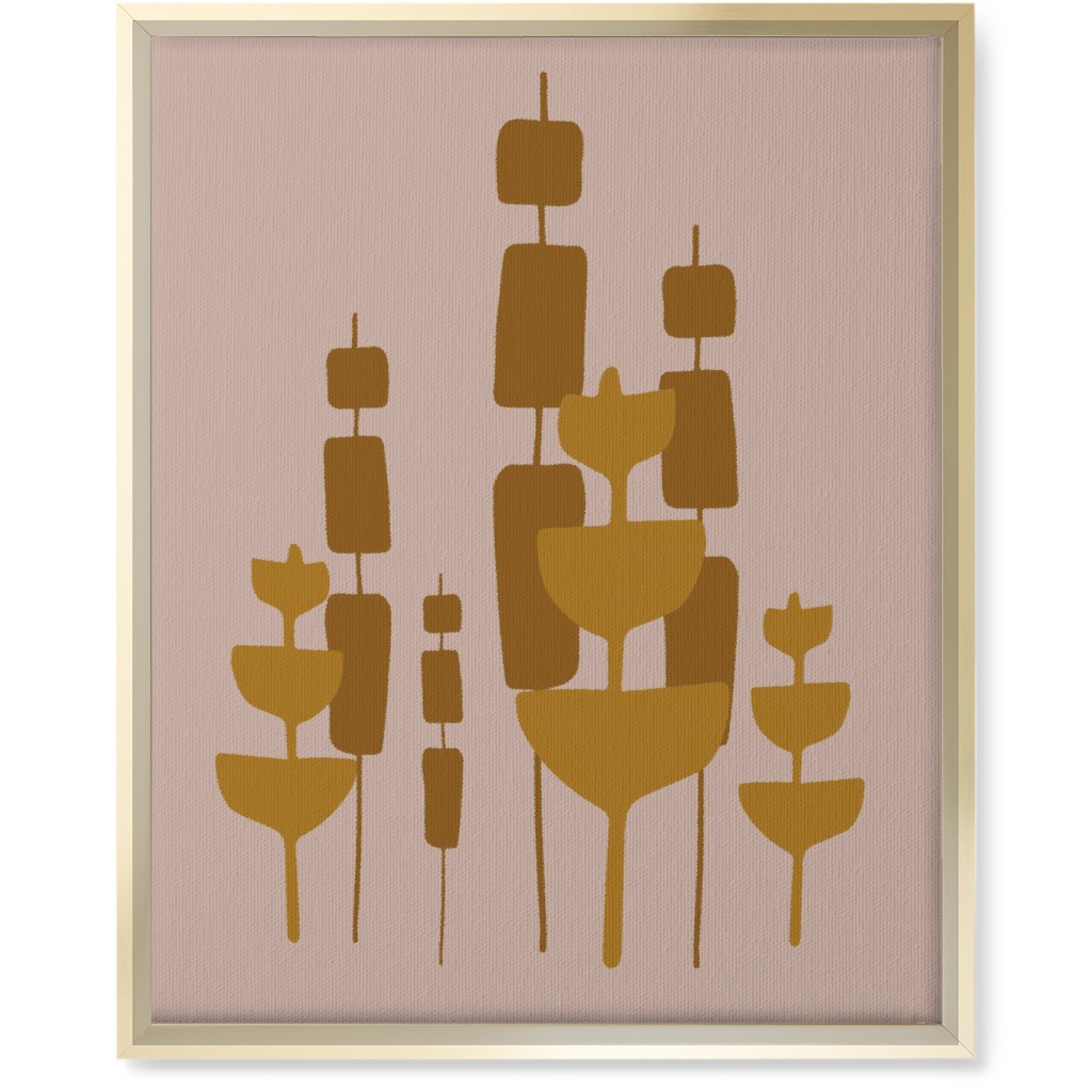 Cattail & Pods Wall Art, Gold, Single piece, Canvas, 16x20, Pink, Alpaca