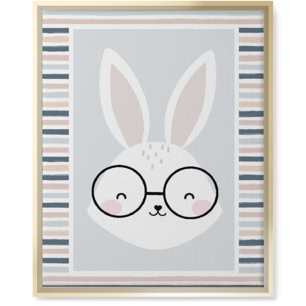 Spring Baby Boy Bunny - Neutral Soft Palette Wall Art, Gold, Single piece, Canvas, 16x20, Blue