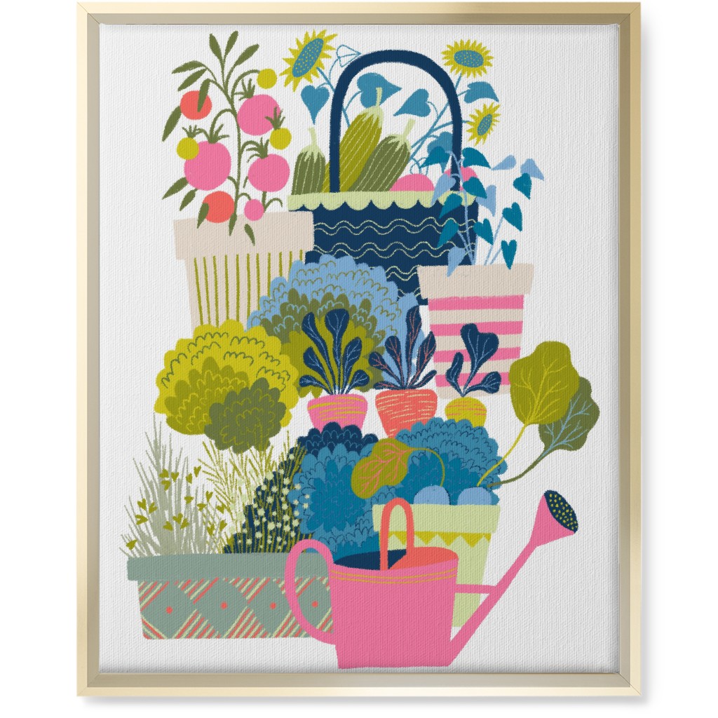 Growing Herbs and Flower Gardens - Multi Wall Art, Gold, Single piece, Canvas, 16x20, Multicolor