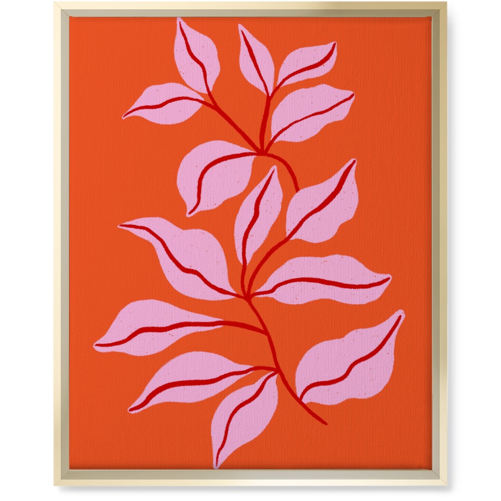 Leaf Dance - Red and Pink Wall Art, Gold, Single piece, Canvas, 16x20, Red