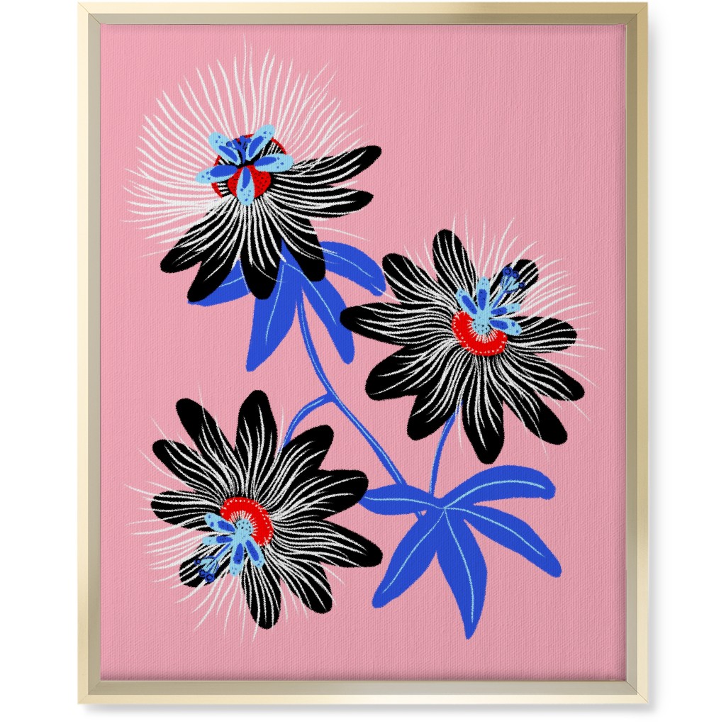 Passion Flower - Multi on Pink Wall Art, Gold, Single piece, Canvas, 16x20, Pink, Bright Pink