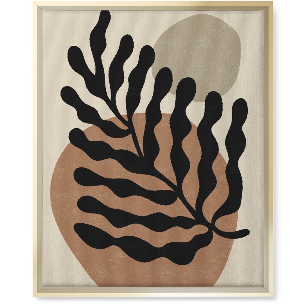 Abstract Leaf - Neutral Wall Art, Gold, Single piece, Canvas, 16x20, Beige, Pearl