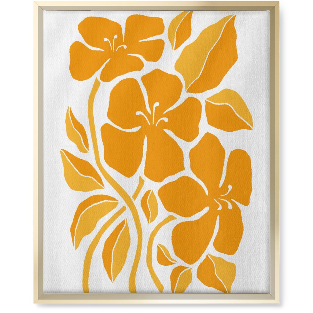 Minimalist Block Hibiscus Floral - Yellow Wall Art, Gold, Single piece, Canvas, 16x20, Orange, Orange