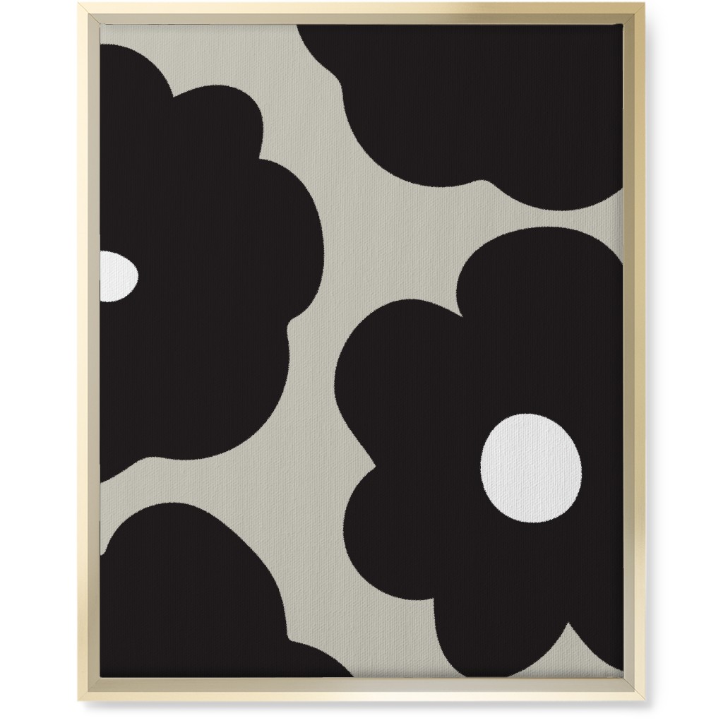Mod Chubby Floral - Black and Tan Wall Art, Gold, Single piece, Canvas, 16x20, Black