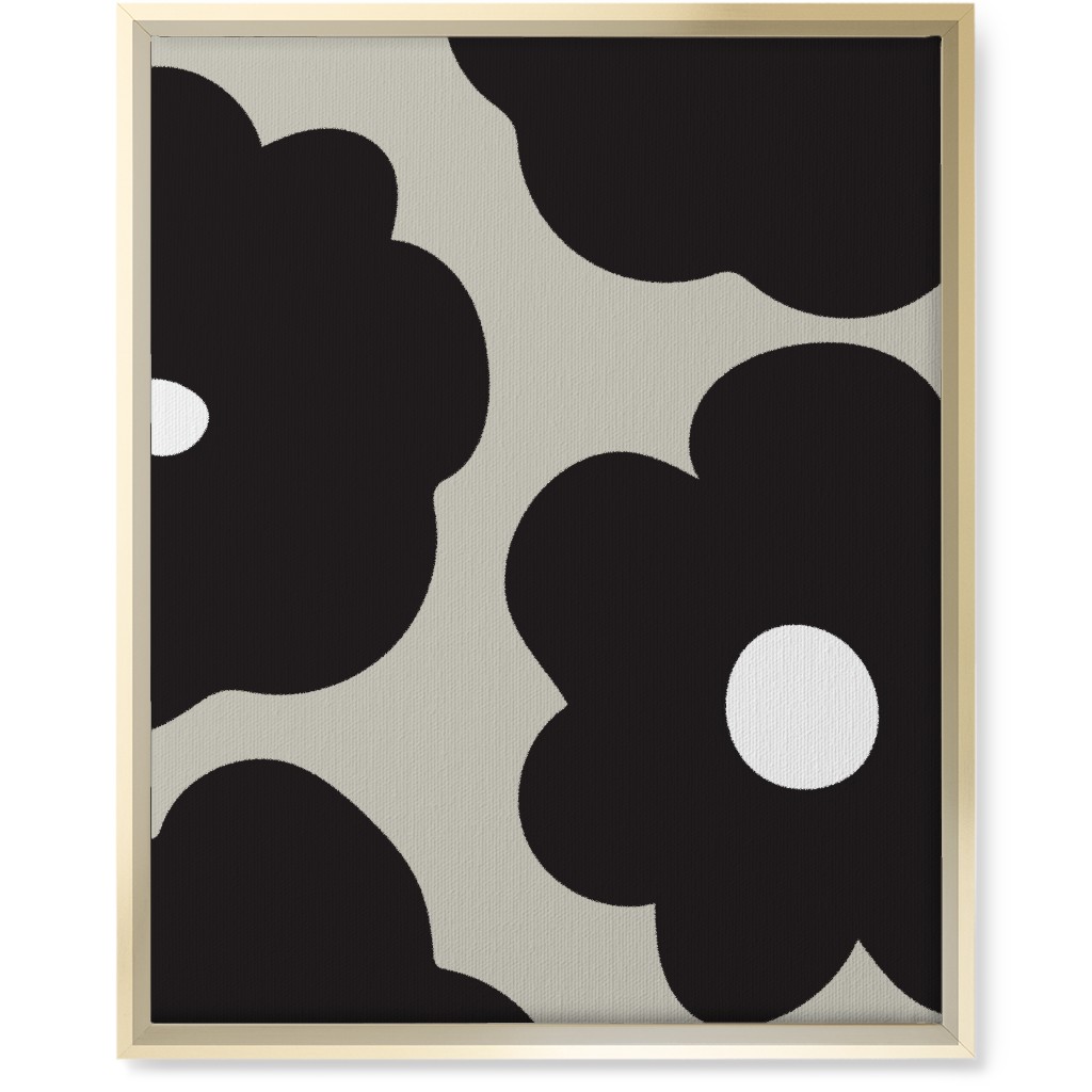 Mod Chubby Floral - Black and Tan Wall Art, Gold, Single piece, Canvas, 16x20, Black, Black
