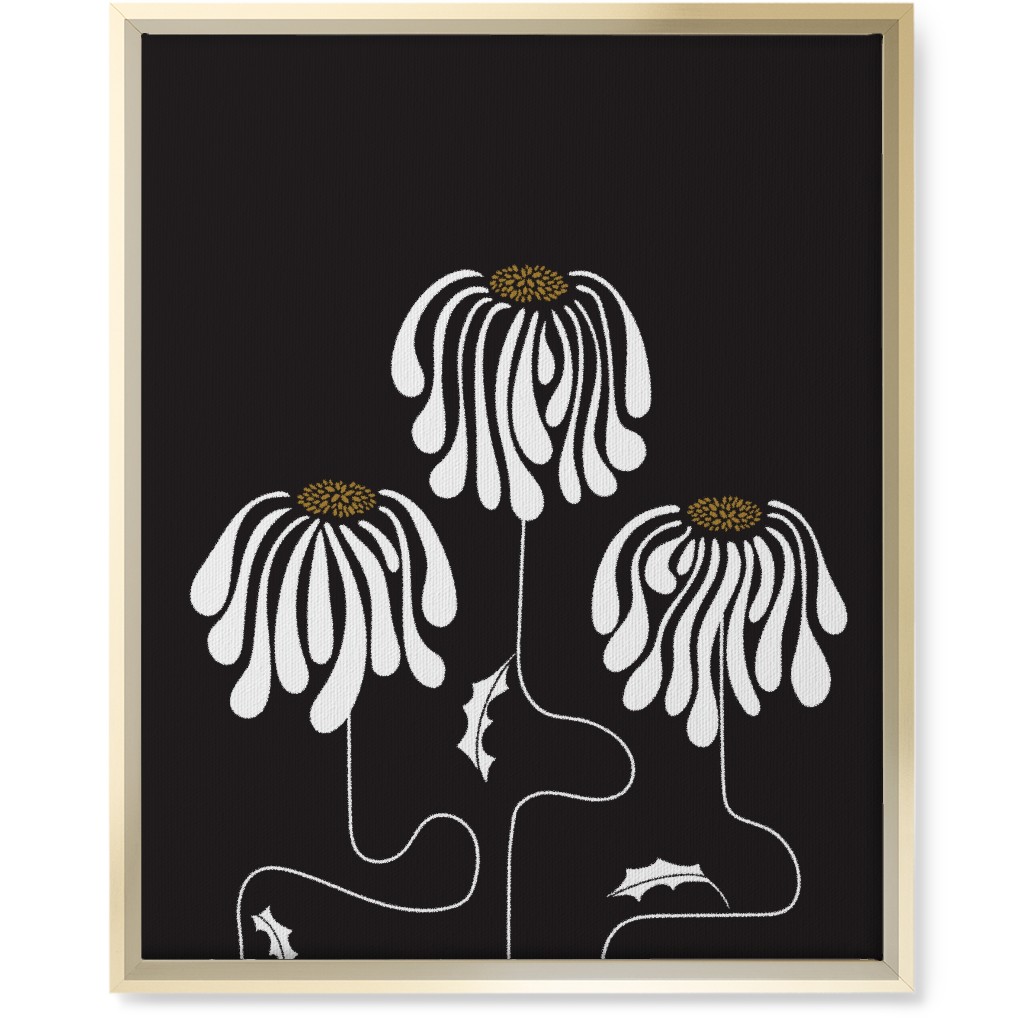 Mod Lazy Daisies Wall Art, Gold, Single piece, Canvas, 16x20, Black, Charcoal