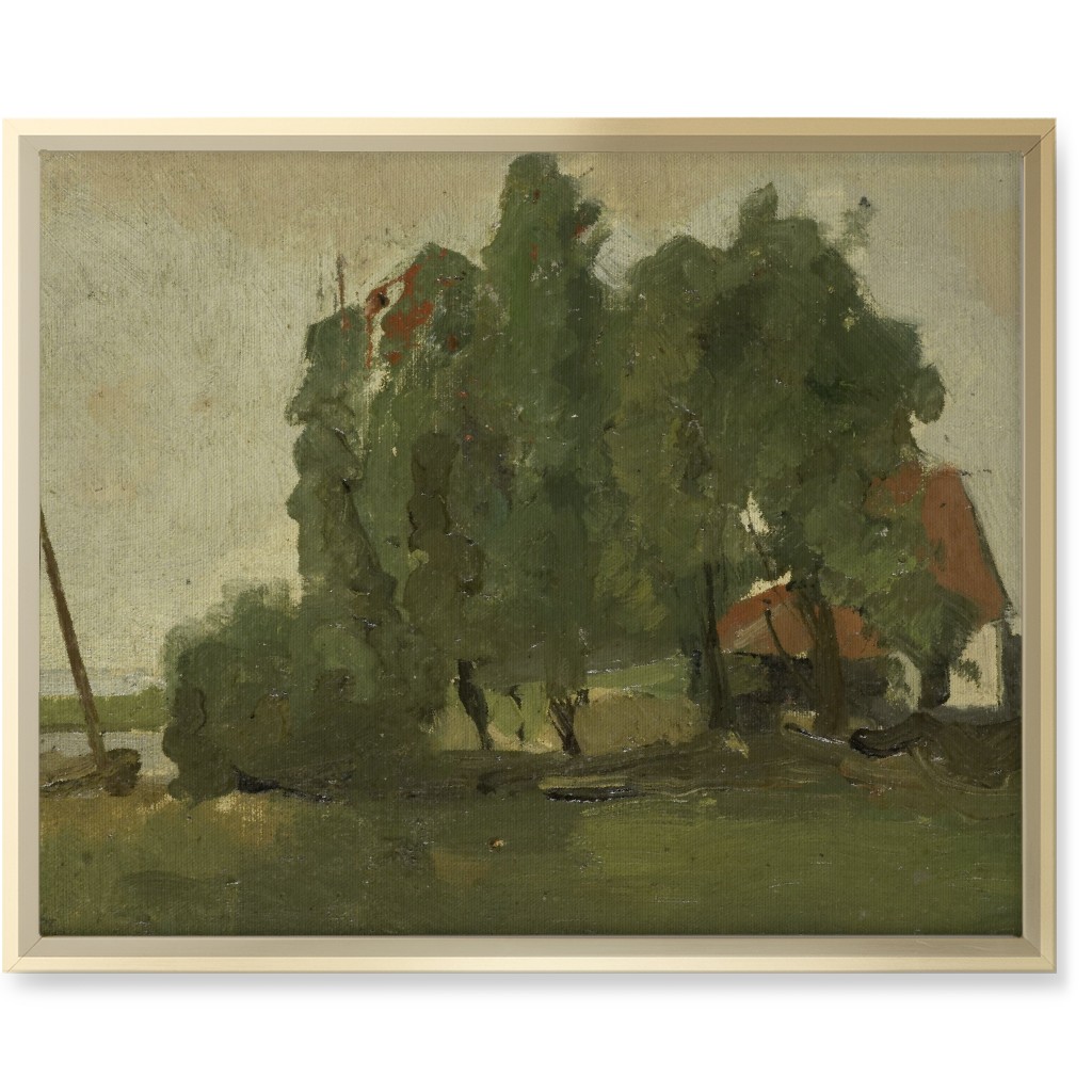 Lakeside Cottage Wall Art, Gold, Single piece, Canvas, 16x20, Green, Classic Green