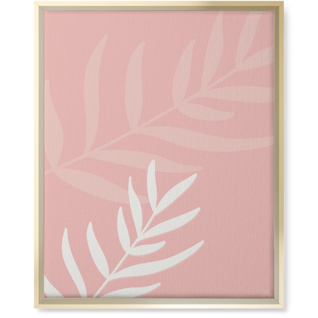 Fern Leaves in Neutral Earth Tones Wall Art, Gold, Single piece, Canvas, 16x20, Pink, Ballet Slipper
