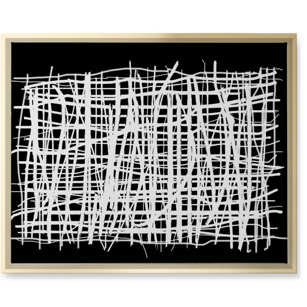 Woven Abstraction - White on Black Wall Art, Gold, Single piece, Canvas, 16x20, Black
