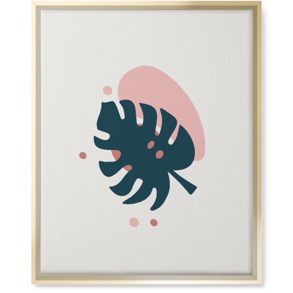 Shapes and Fern Leaf Iii Wall Art, Gold, Single piece, Canvas, 16x20, Pink, Air