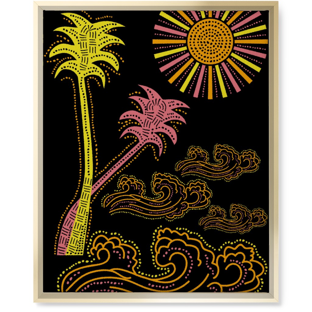 Optimistic Sunny Tropical Summer Art Wall Art, Gold, Single piece, Canvas, 16x20, Multicolor, Black