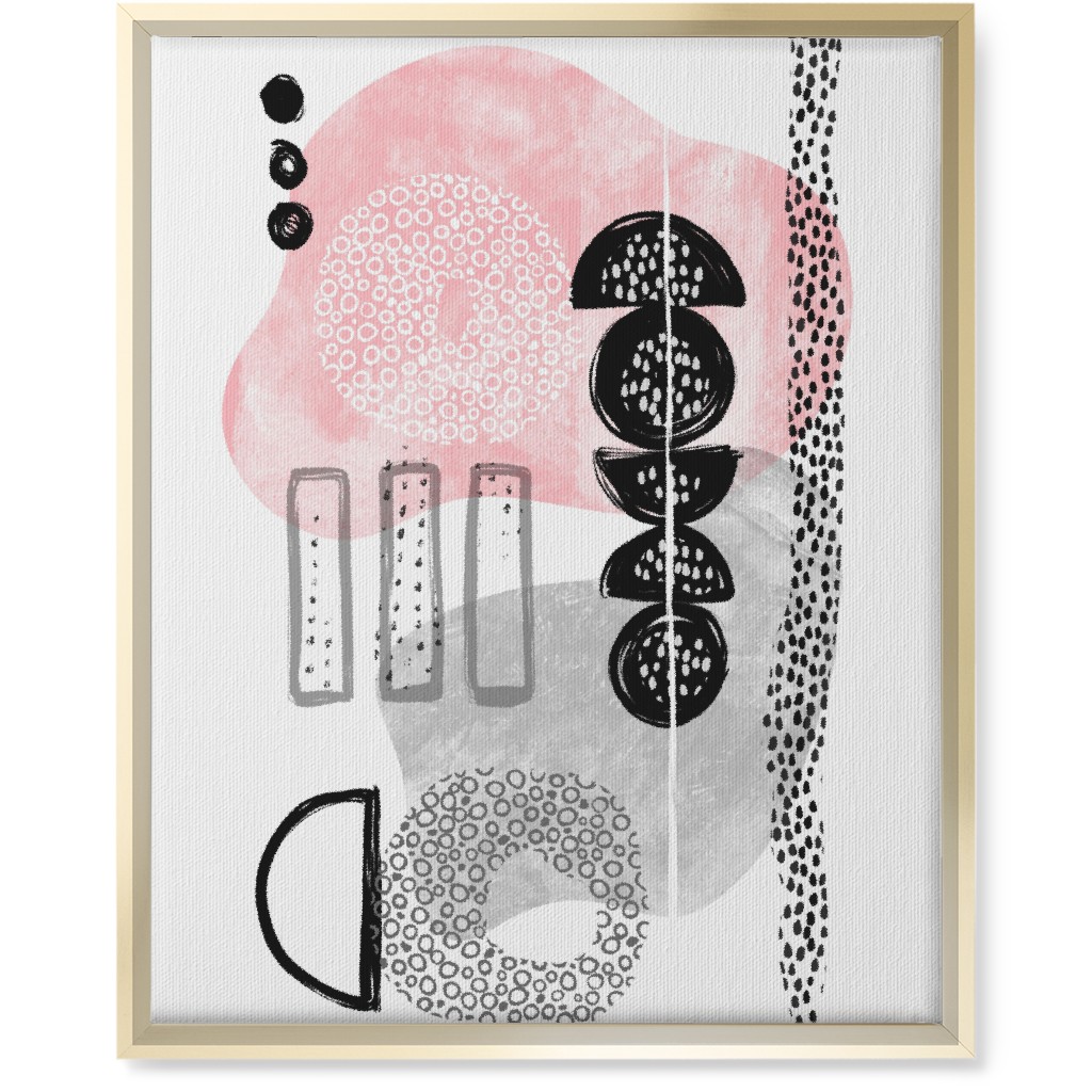 Feminene Abstract - Gray and Pink Wall Art, Gold, Single piece, Canvas, 16x20, Pink, Bright Pink