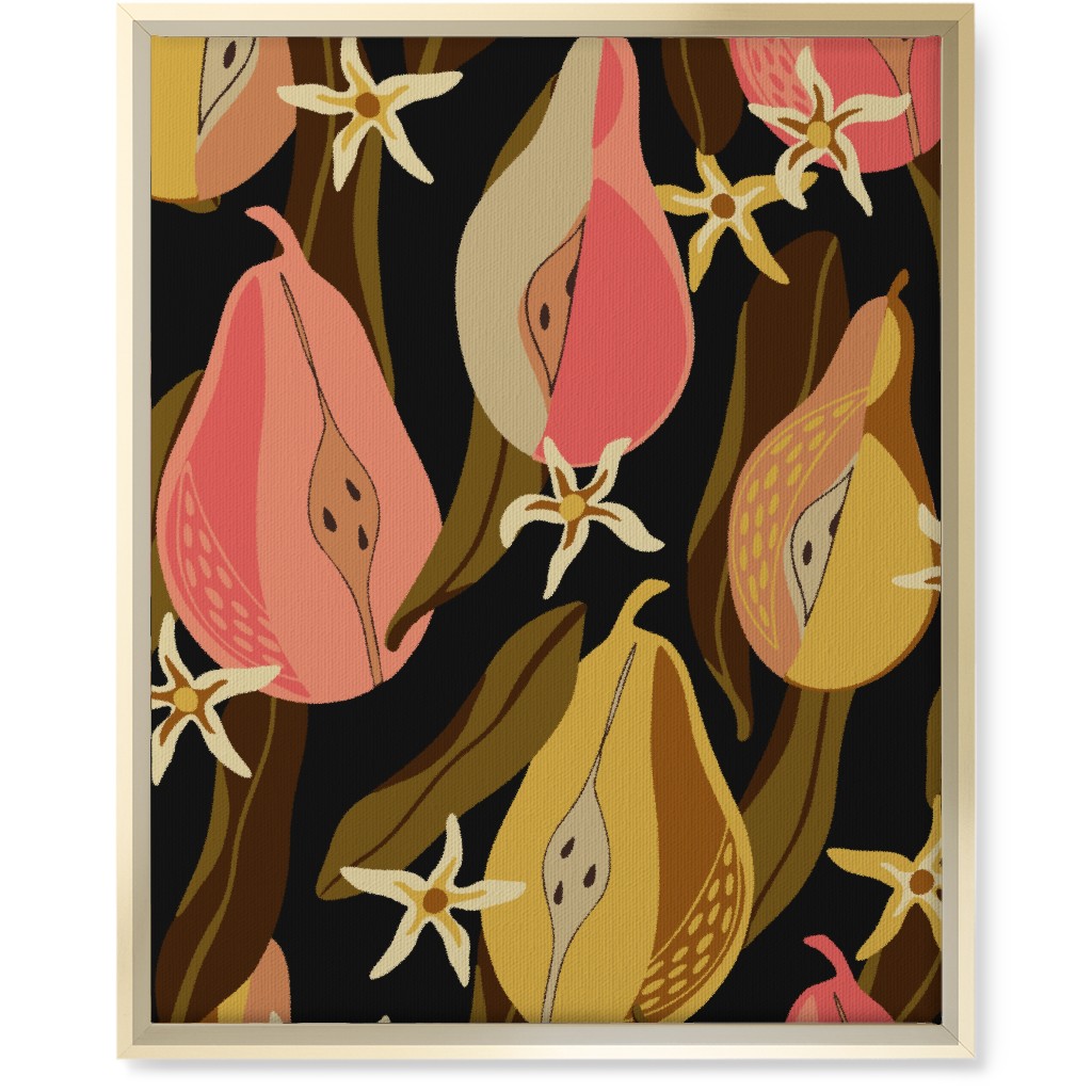 Minimal Pears Portrait - Multi Wall Art, Gold, Single piece, Canvas, 16x20, Pink, Bright Pink