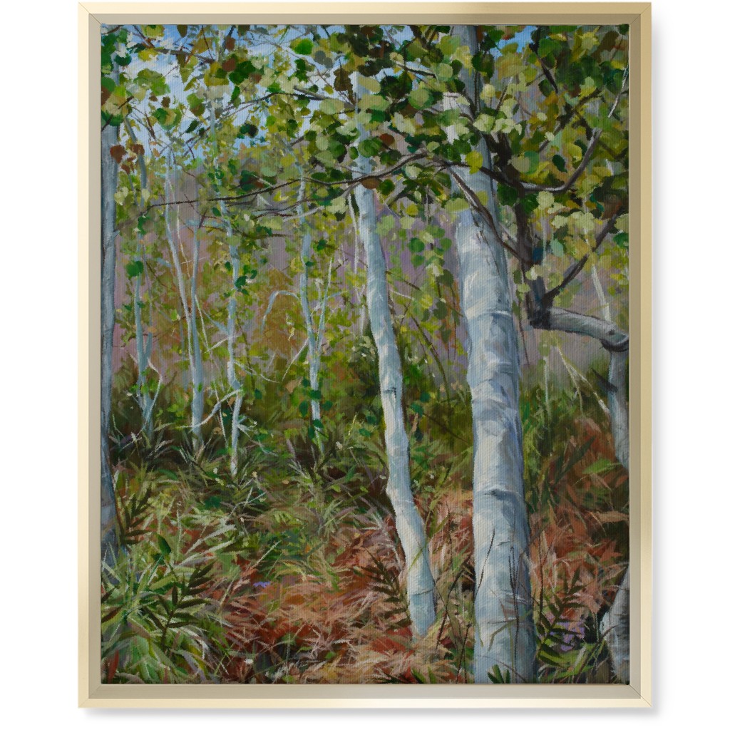 Quaking Aspen Painting Wall Art, Gold, Single piece, Canvas, 16x20, Green