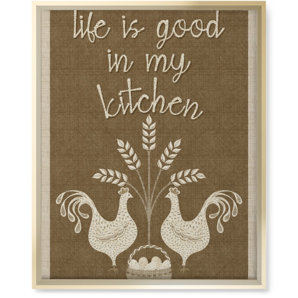 in My Kitchen Vintage Chickens - Brown Wall Art, Gold, Single piece, Canvas, 16x20, Brown