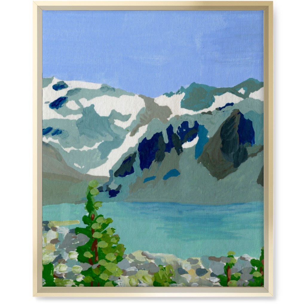 Wedgemount Lake Painting Wall Art, Gold, Single piece, Canvas, 16x20, Blue, True Blue