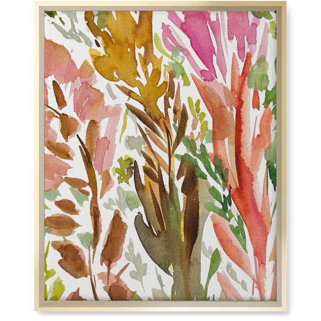 Abstract Garden - Pink Wall Art, Gold, Single piece, Canvas, 16x20, Multicolor
