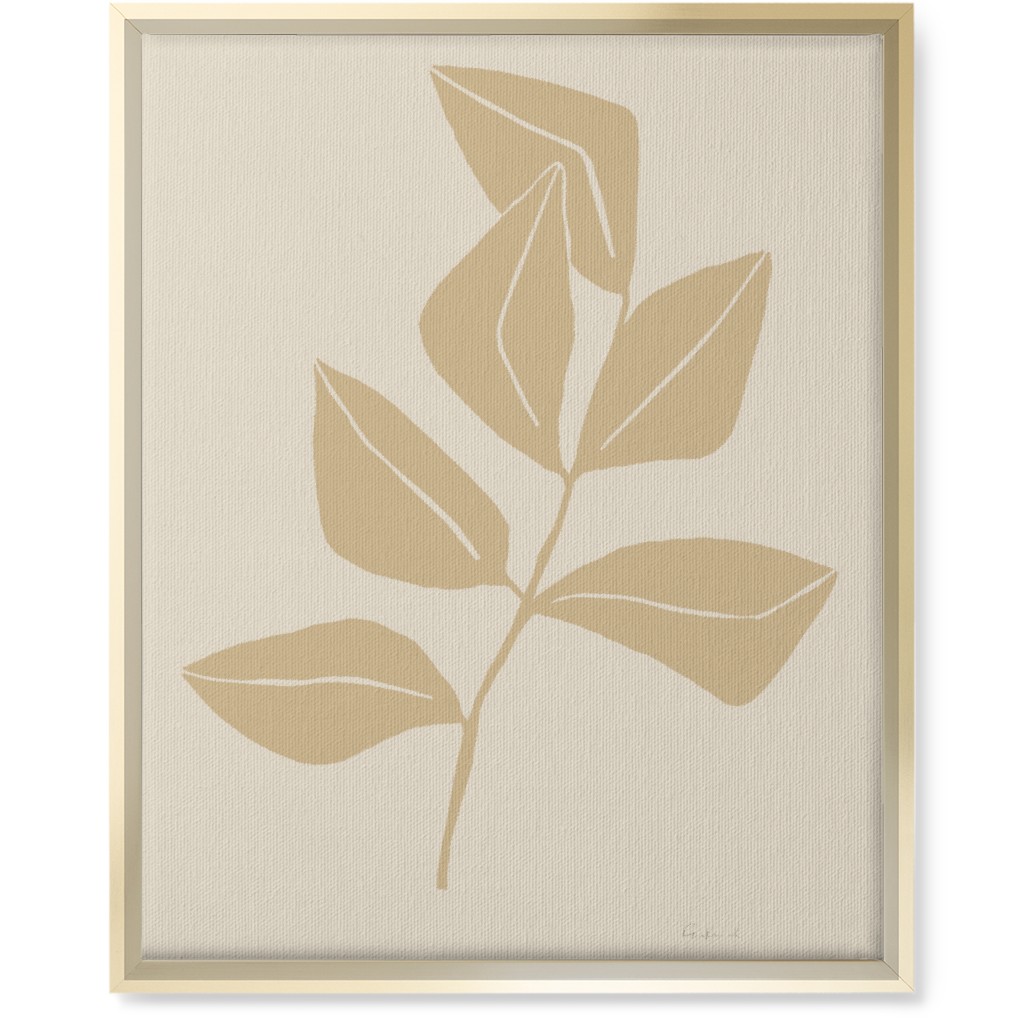 Ficus Botanical - Neutral Wall Art, Gold, Single piece, Canvas, 16x20, Beige