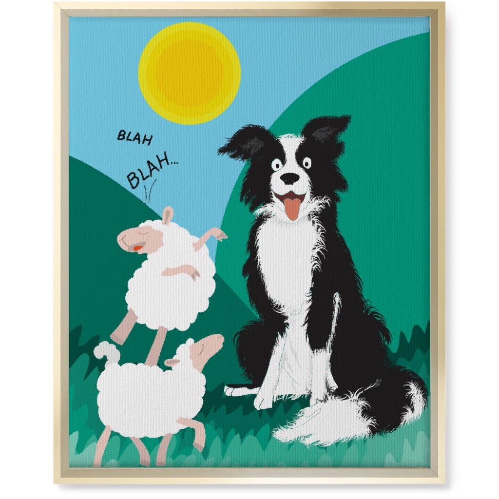 Border Collie and Sheep - Multi Wall Art, Gold, Single piece, Canvas, 16x20, Multicolor