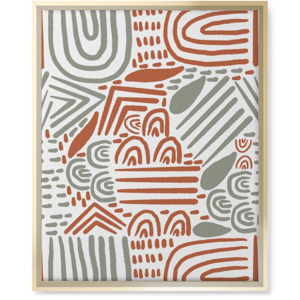 Modern Boho Abstract Shapes - Gray and Terracotta Wall Art, Gold, Single piece, Canvas, 16x20, Orange, Orange