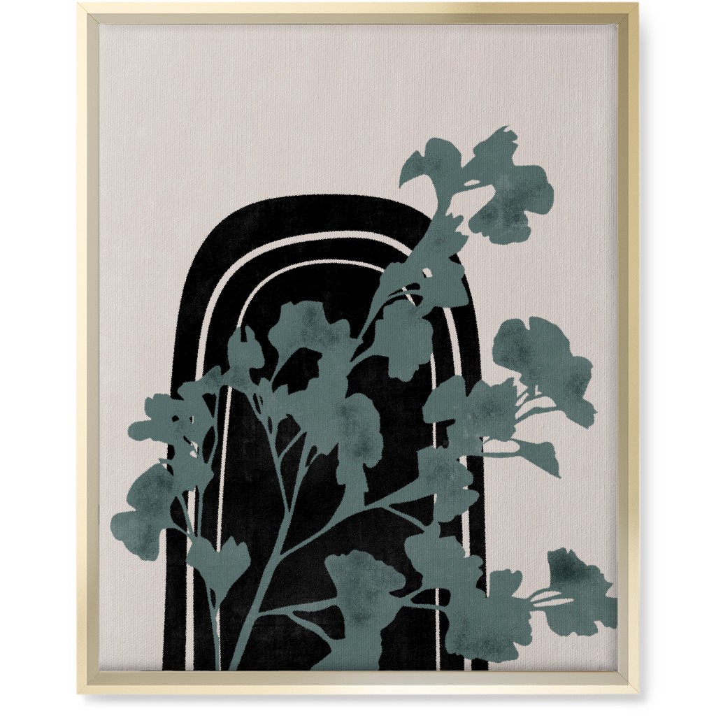 Modern Garden Archway - Green and Ivory Wall Art, Gold, Single piece, Canvas, 16x20, Green