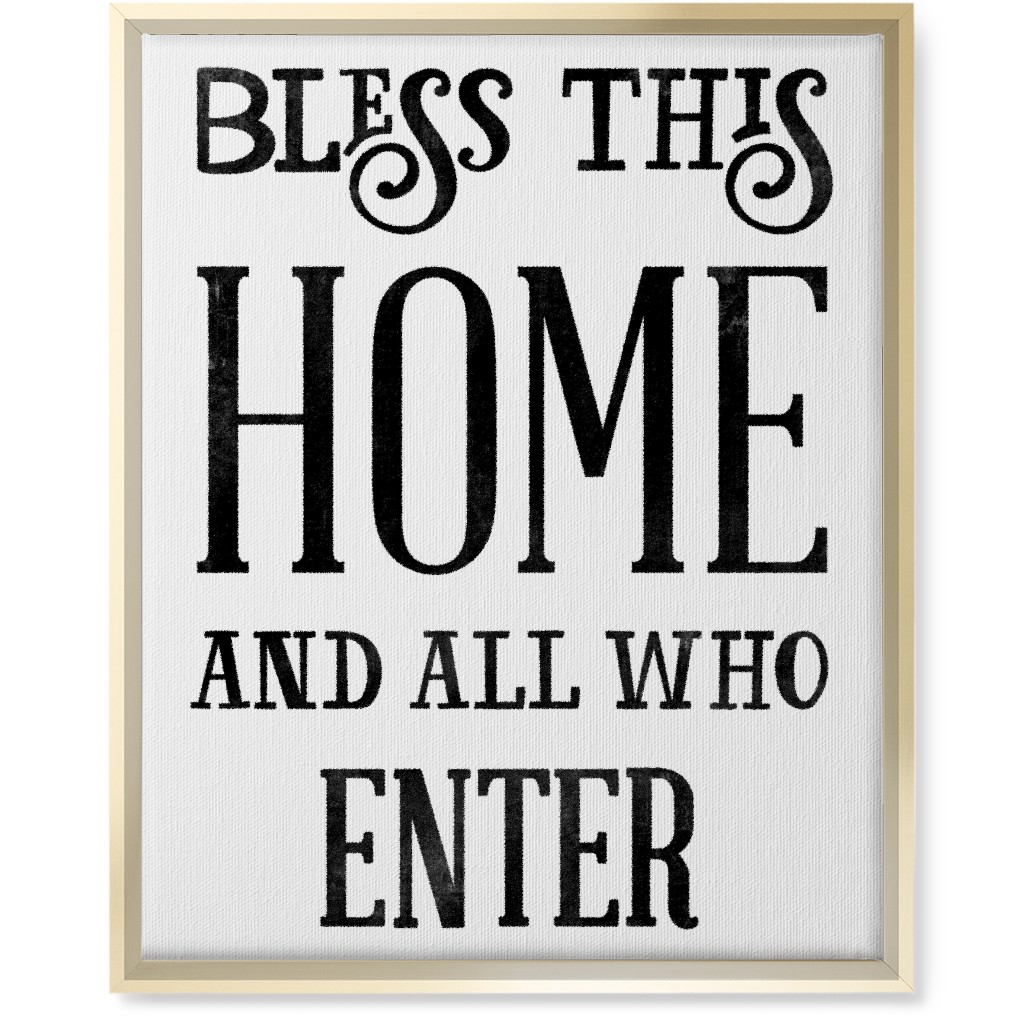 Bless This Home Wall Art, Gold, Single piece, Canvas, 16x20, White, White