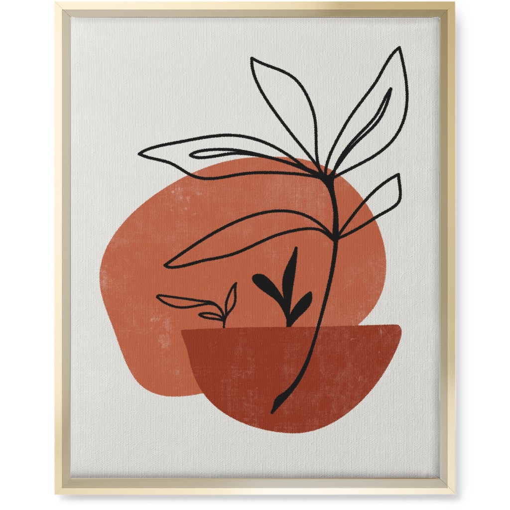 Abstract Leaf Sketch - Terracotta and Ivory Wall Art, Gold, Single piece, Canvas, 16x20, Brown, Brown