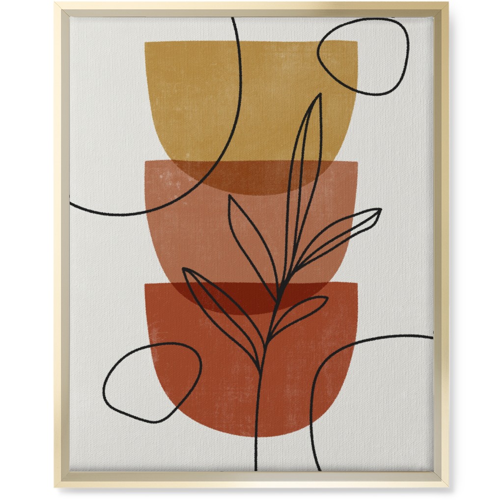 Abstract Leaf Stack - Terracotta and Ivory Wall Art, Gold, Single piece, Canvas, 16x20, Brown