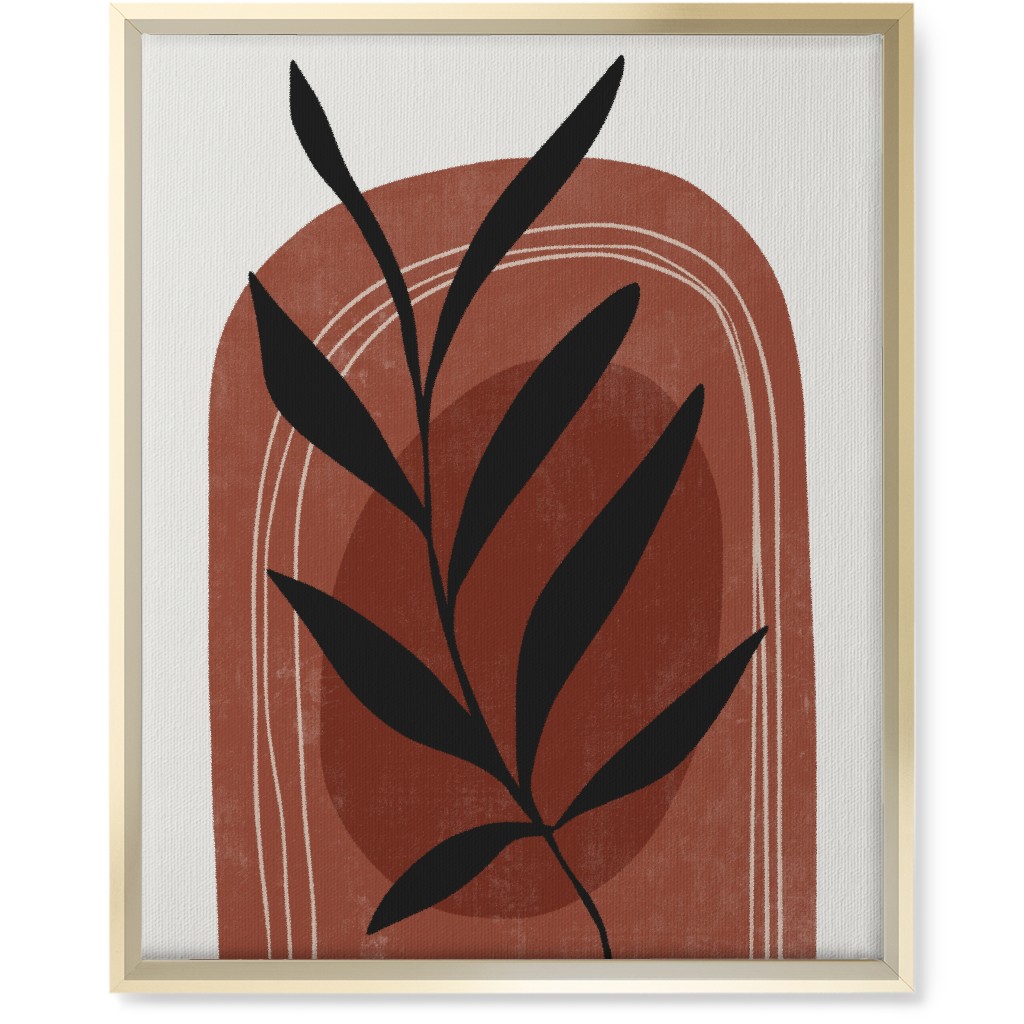 Abstract Leaf Sunrise - Terracotta and Ivory Wall Art, Gold, Single piece, Canvas, 16x20, Brown, Brown