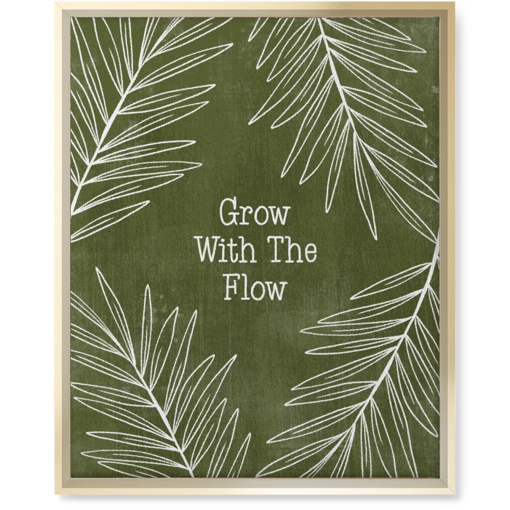 Grow With the Flow - Green Wall Art, Gold, Single piece, Canvas, 16x20, Green