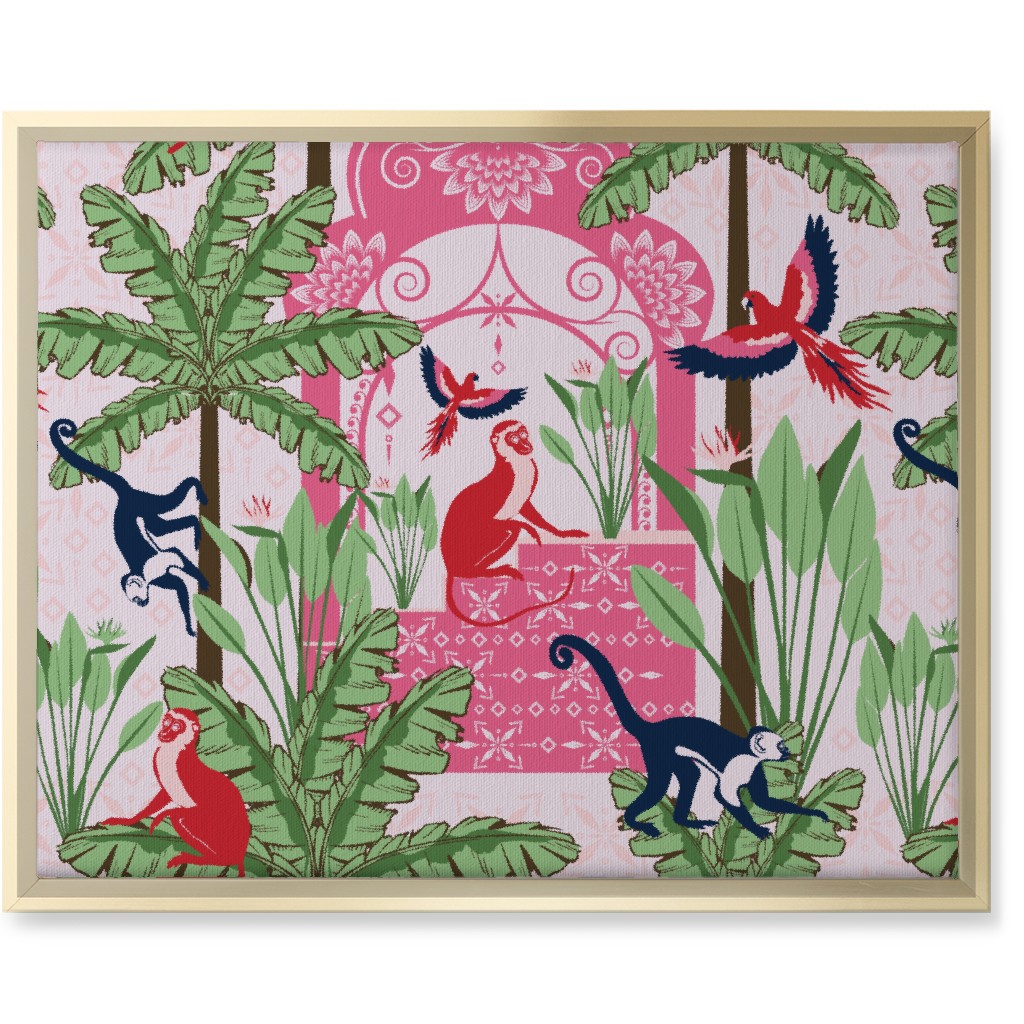 Exotic Tropical Garden Wall Art, Gold, Single piece, Canvas, 16x20, Pink, Lavender Water