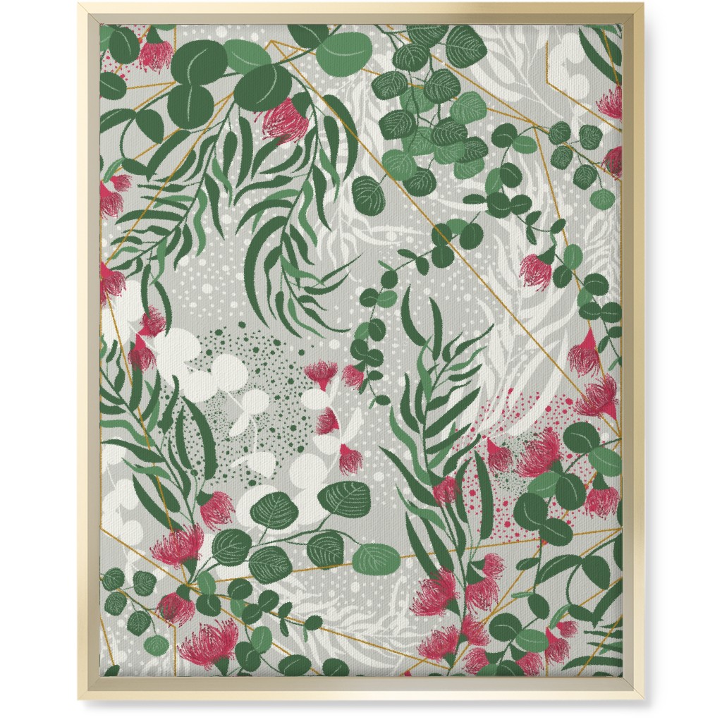Eucalyptus - Green on Beige Wall Art, Gold, Single piece, Canvas, 16x20, Green