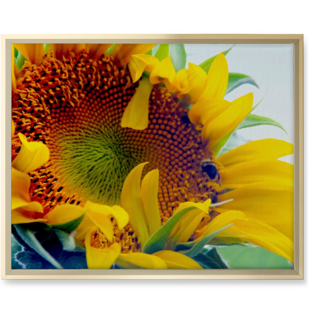 Sunflower and Bee - Yellow Wall Art, Gold, Single piece, Canvas, 16x20, Yellow