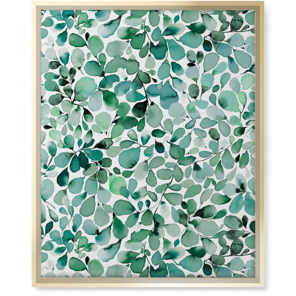 Little Leaves Eucalyptus Foliage - Green Wall Art, Gold, Single piece, Canvas, 16x20, Green