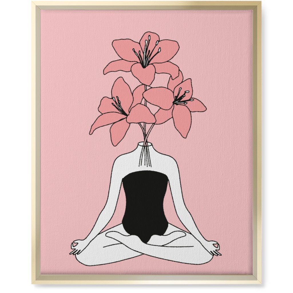 Feminine Yoga - Pink Wall Art, Gold, Single piece, Canvas, 16x20, Pink