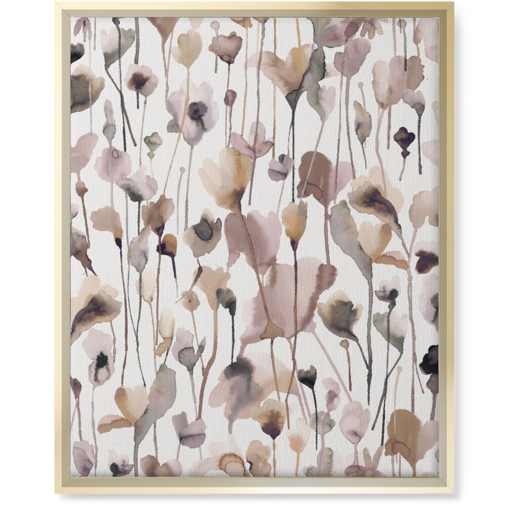 Watercolor Wild Rustic Flowers - Neutral Wall Art, Gold, Single piece, Canvas, 16x20, Brown