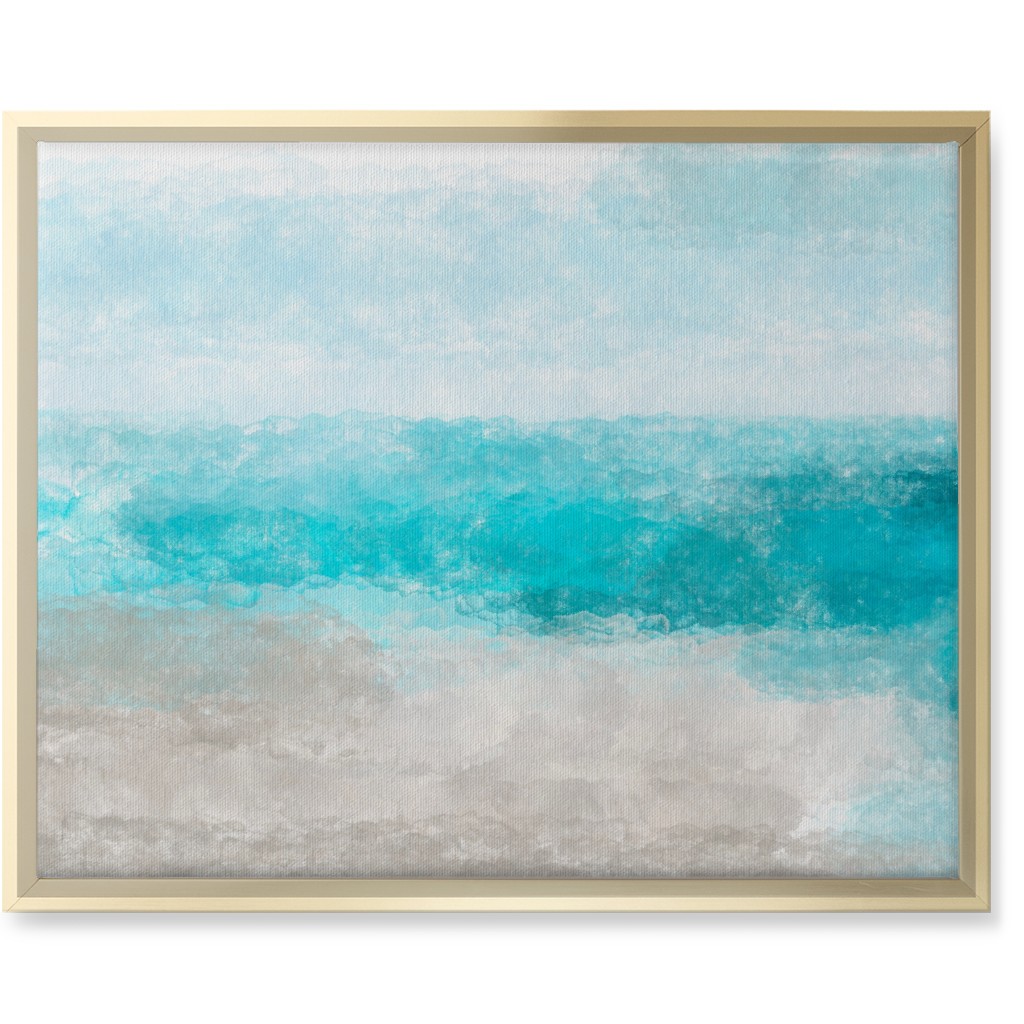 Beach Painting - Blue and Tan Wall Art, Gold, Single piece, Canvas, 16x20, Blue