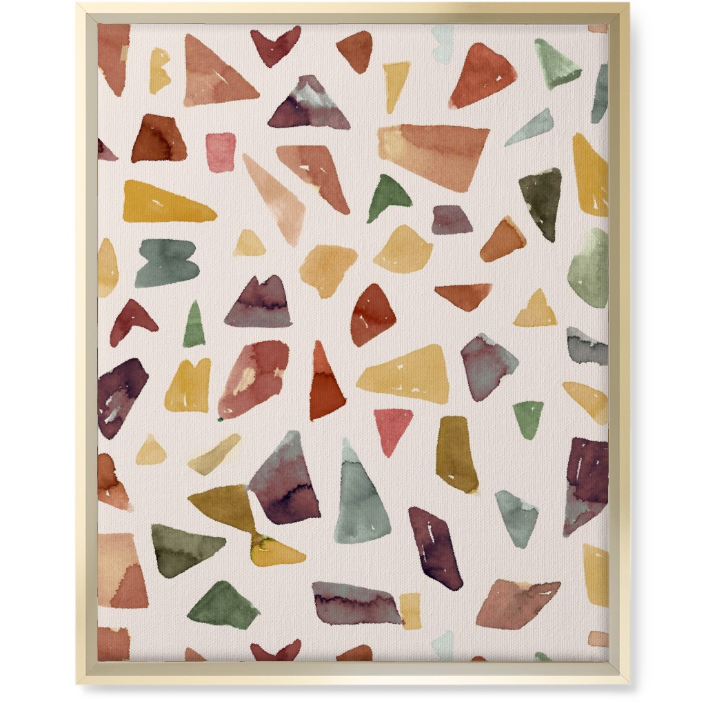Watercolor Terrazzo - Neutral Wall Art, Gold, Single piece, Canvas, 16x20, Beige