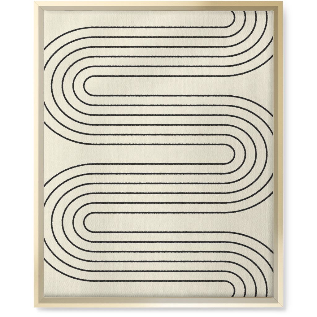 Geometric Abstract Lines - Neutral Wall Art, Gold, Single piece, Canvas, 16x20, Beige, Pearl