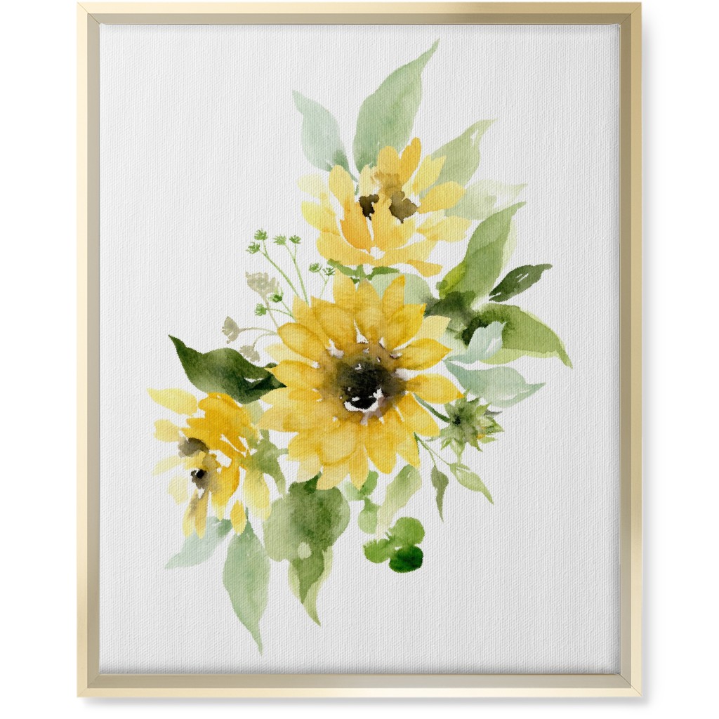 Sunflowers Watercolor - Yellow Wall Art, Gold, Single piece, Canvas, 16x20, Yellow