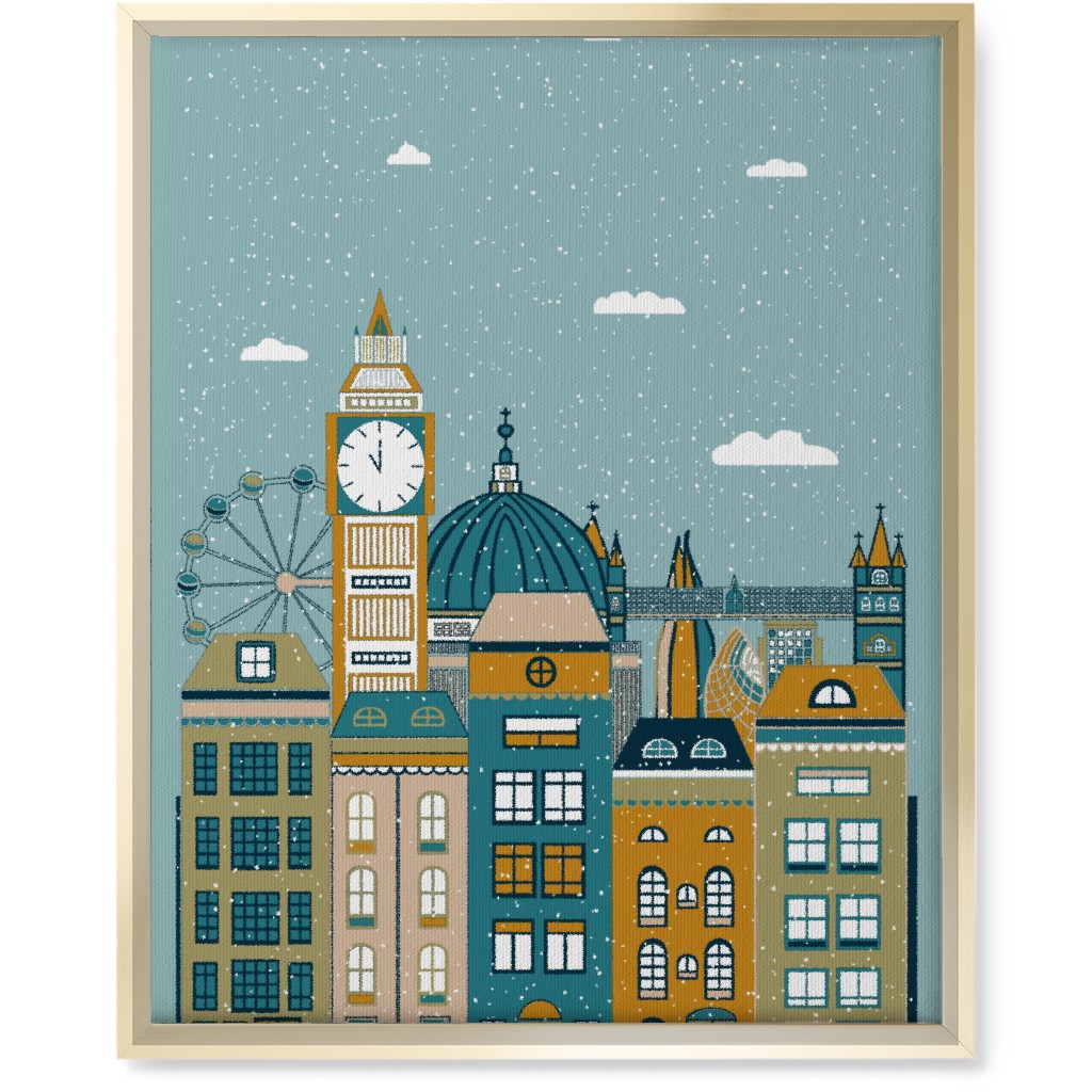 Pretty London Skyline Wall Art, Gold, Single piece, Canvas, 16x20, Green