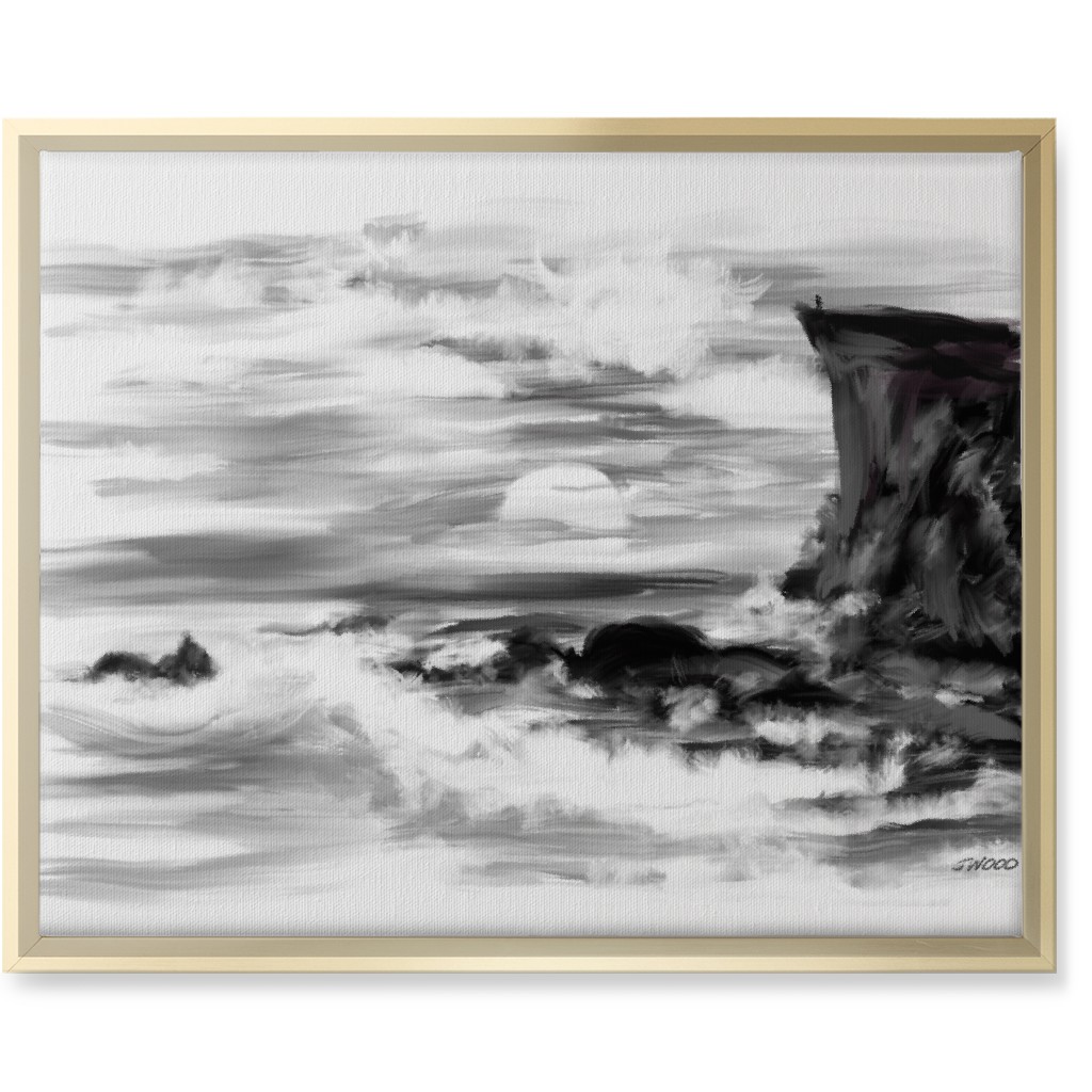 Abrupt - Black and White Wall Art, Gold, Single piece, Canvas, 16x20, Black, Black