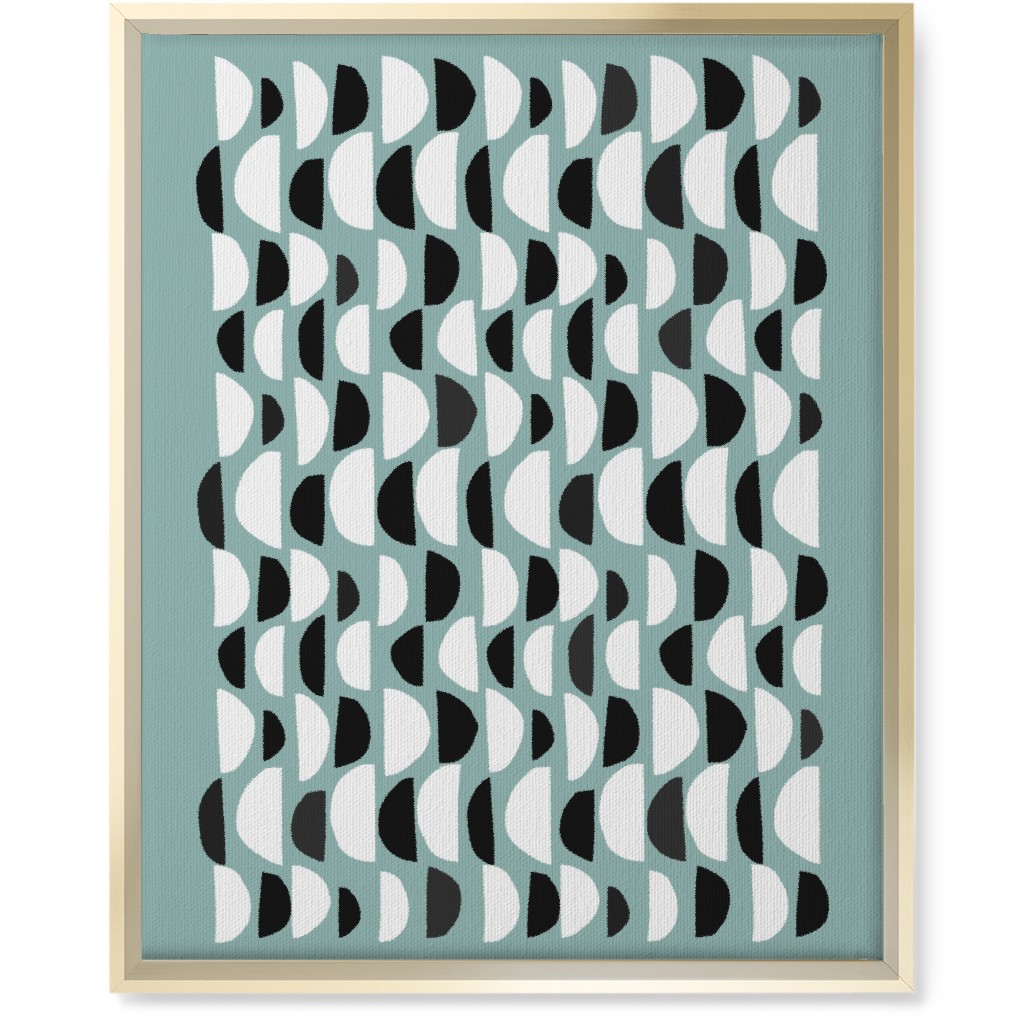 Abstract Scandi Half Moons - Green Wall Art, Gold, Single piece, Canvas, 16x20, Green, Classic Green