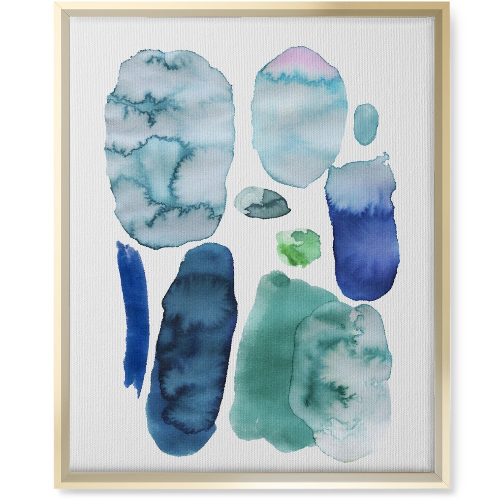 Watercolor Abstract Scandi - Blue and Green Wall Art, Gold, Single piece, Canvas, 16x20, Blue, True Blue