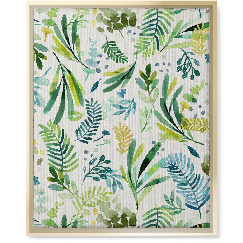 Tuscany Leaves - Green Wall Art, Gold, Single piece, Canvas, 16x20, Green, Classic Green